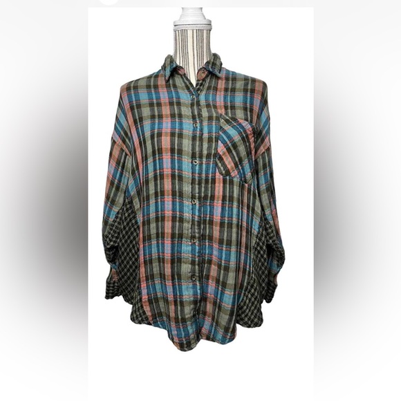 Free People One of the Guys Multicolor Plaid Shirt - Picture 4 of 7